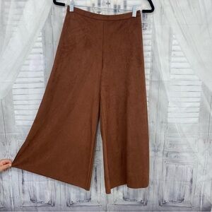 Bryn Walker Size XXS 2XS Sequoia Brown Wide Leg Pants Faux Suede Flat Front Ella